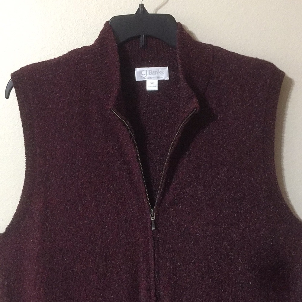Soft Burgundy Cardigan Sweater Vest